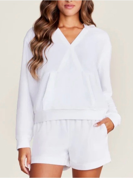 Barefoot Dreams Tops - BAREFOOT DREAMS BEACH cozyterry crossover pullover hoodie white large